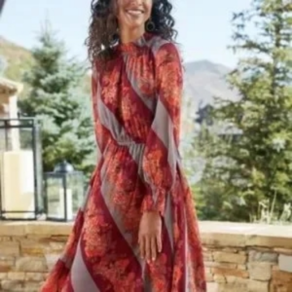 Soft Surroundings Woodland Manor Midi Handkerchief Bohemian Dress Size Large